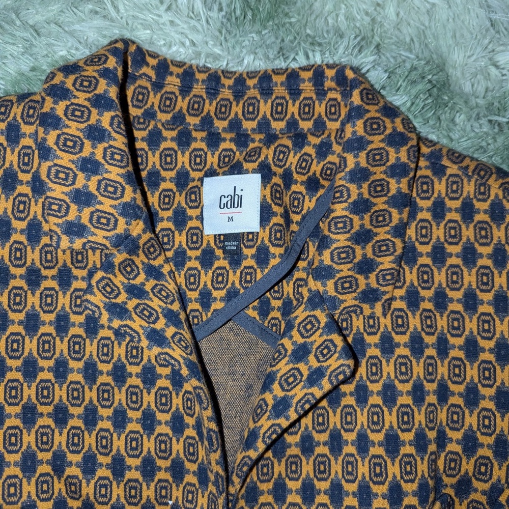 CAbi Orange and Black Patterned Jacket